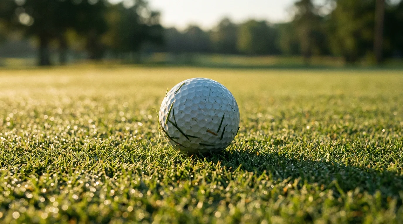 Ball rolling across the grain on a Bermuda putting surface