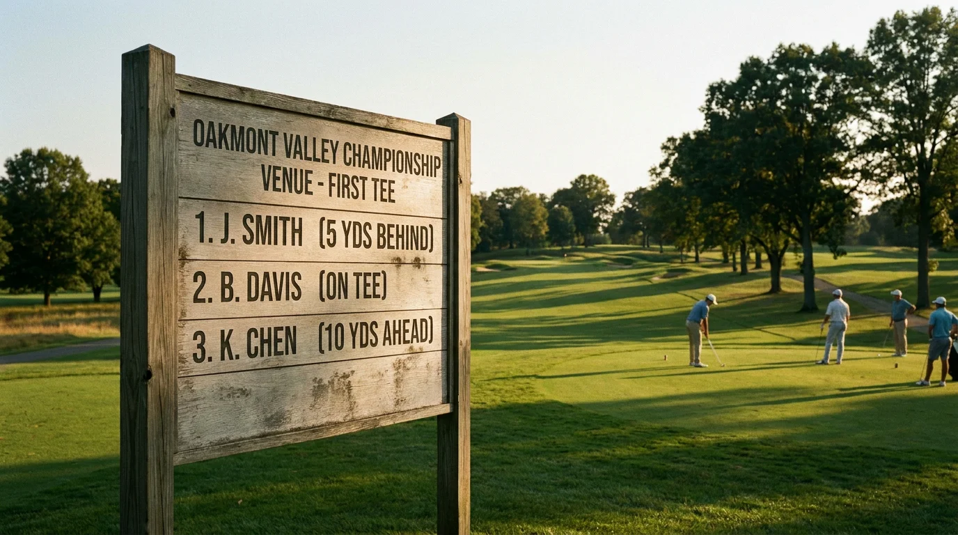East Lake first tee starting board showing FedEx Cup starting strokes