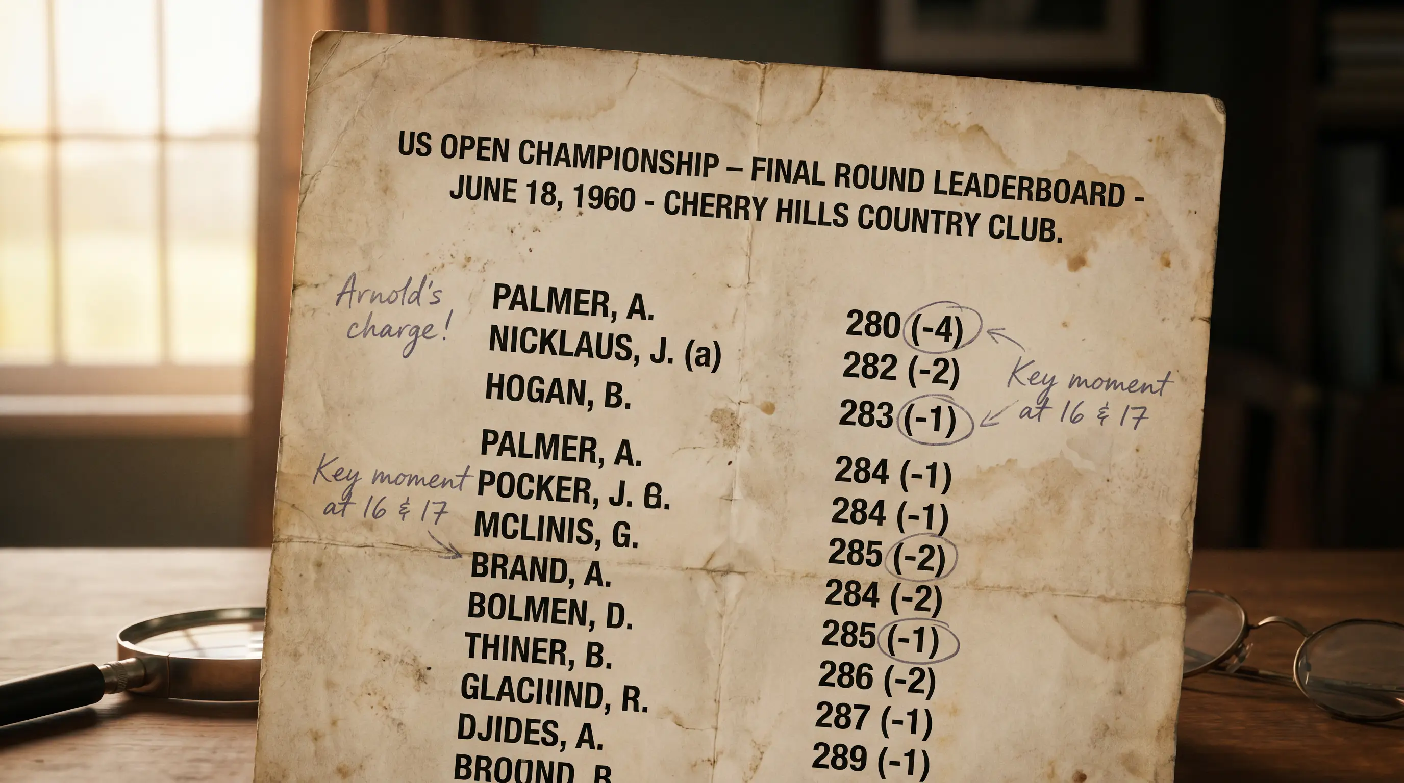 Archive image of a historic US Open final round showing a dramatic collapse