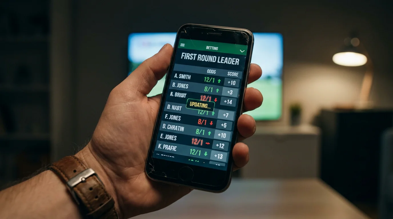 Volatile first round leader odds shifting on a UK betting interface mid-morning