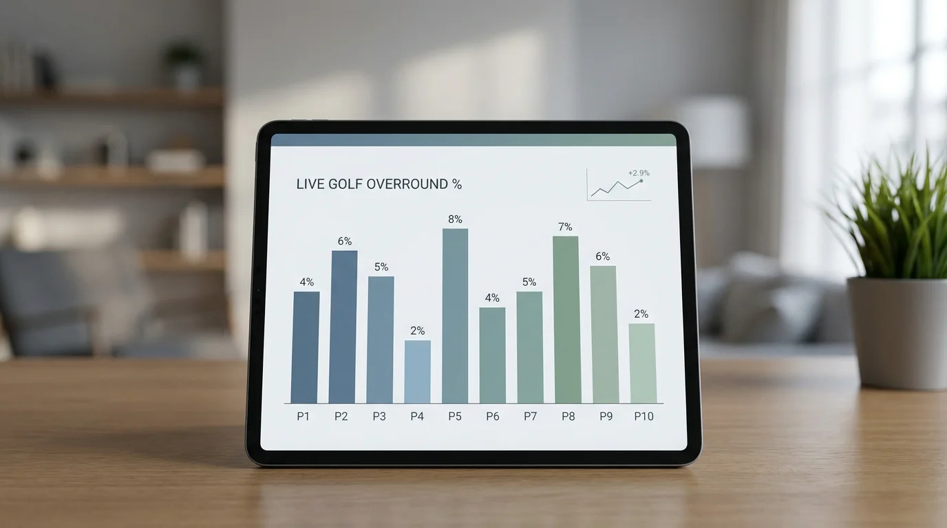 Simple chart showing overround percentages across a live golf field on a clean display
