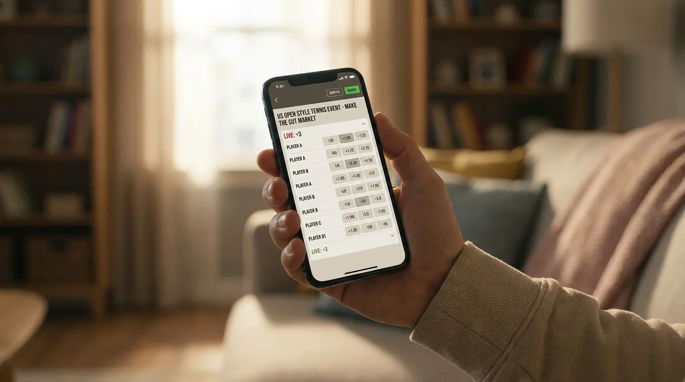 Live make-the-cut market on a UK mobile betting screen at the US Open