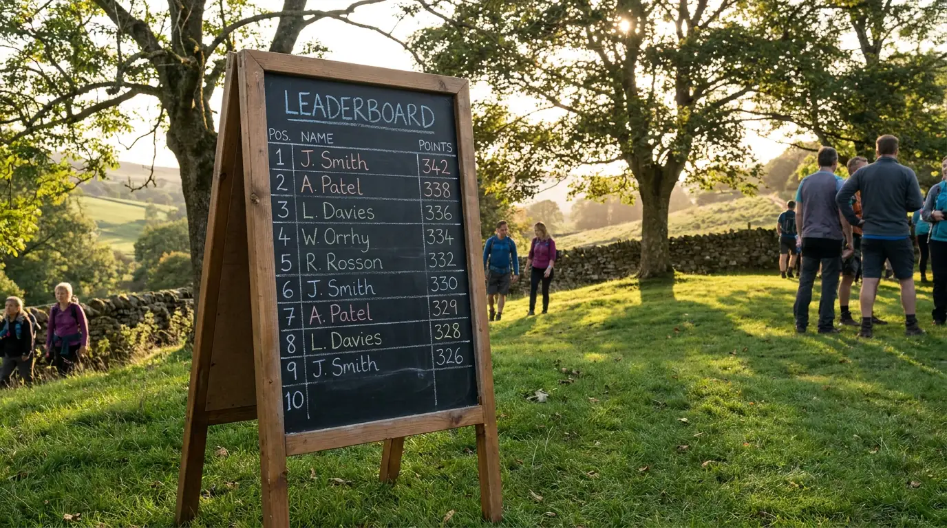 Leaderboard section showing the place-only payout positions at a UK golf event