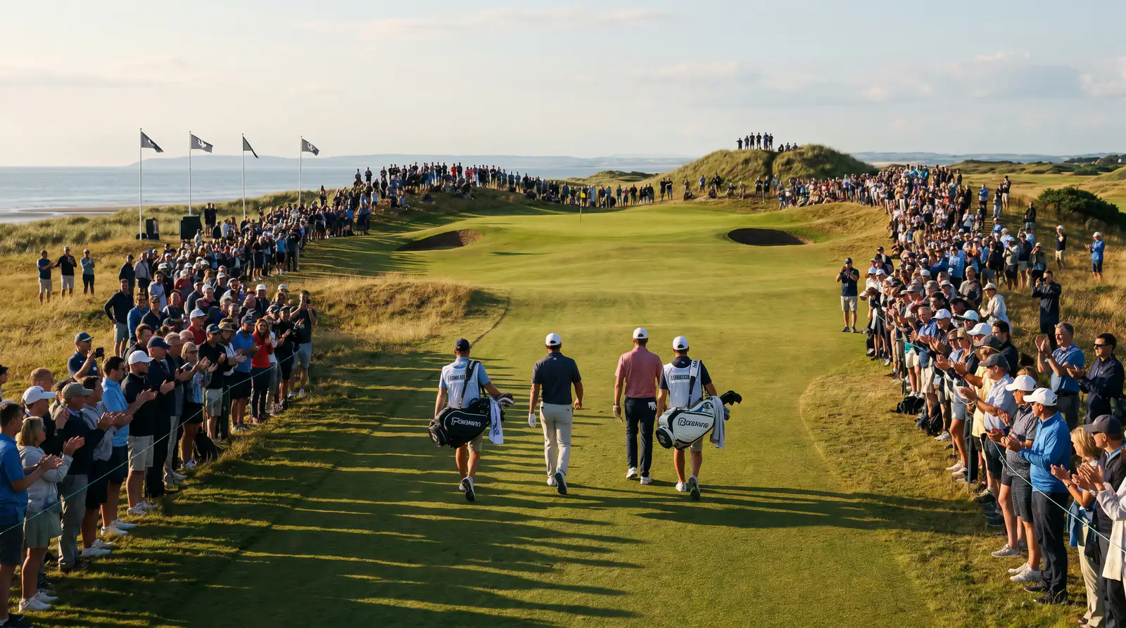 Three-ball group on a critical hole with live betting decision approaching