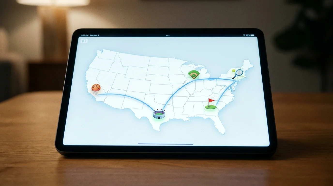 Simple map showing the rotation of PGA Championship venues across the US